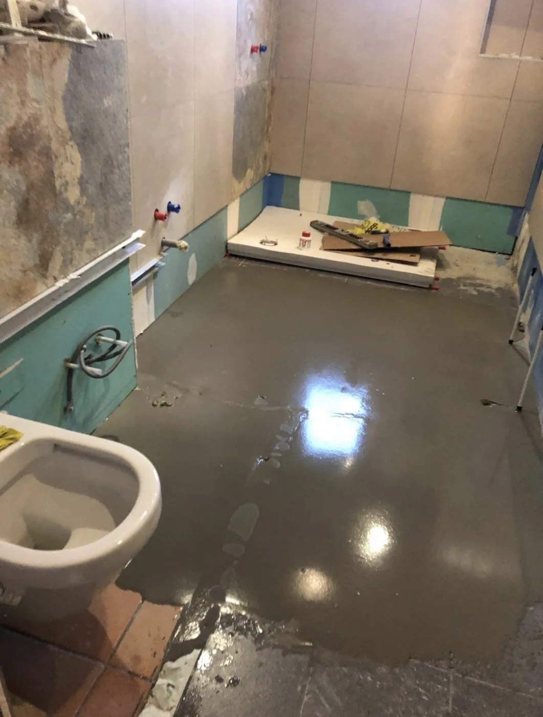 Préparation du sol et receveur de douche